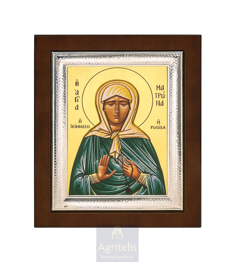 Срібна ікона, Αγριτέλης Церковне, ieraskevi.com, СВЯТА МАТРОНА 26,5 x 21,5 cm