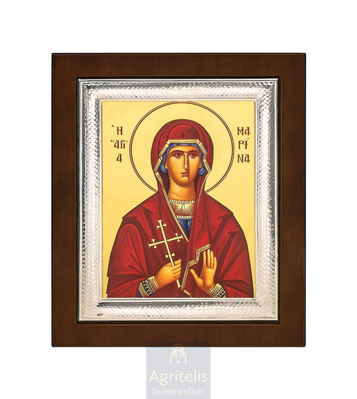 Icoană din argint, Agritelis Church Supplies, ieraskevi.com, Sfânta Marina — 26,5 × 21,5 cm