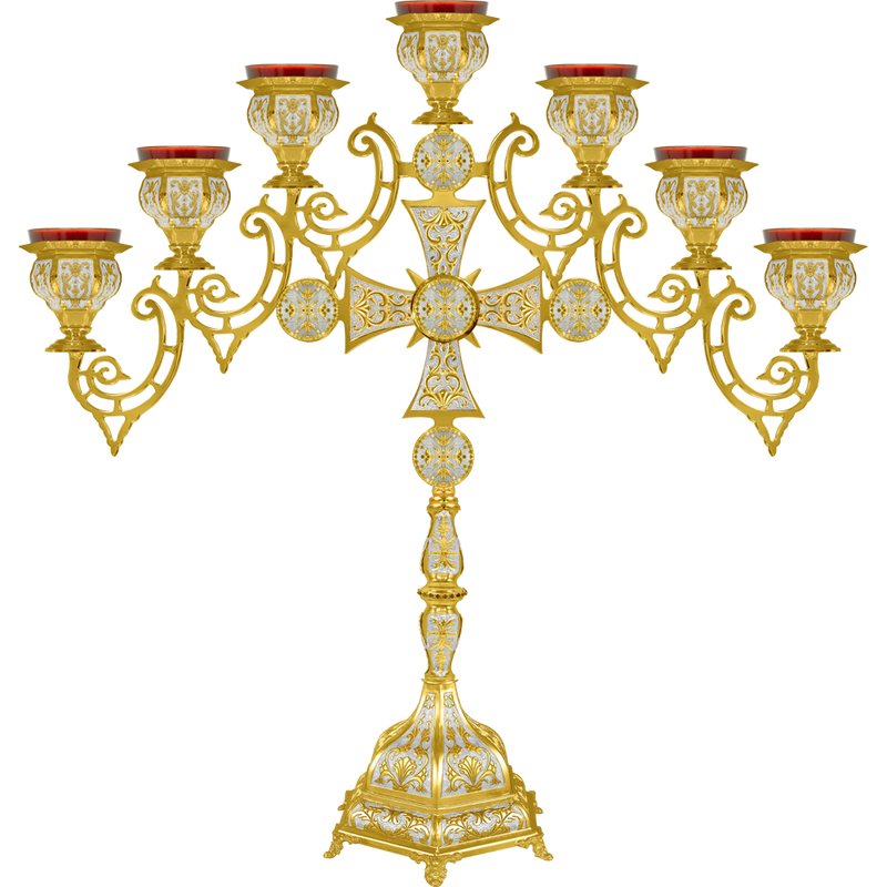 Седмокрака светилника са кандилом двобојна — 85×23×81 cm