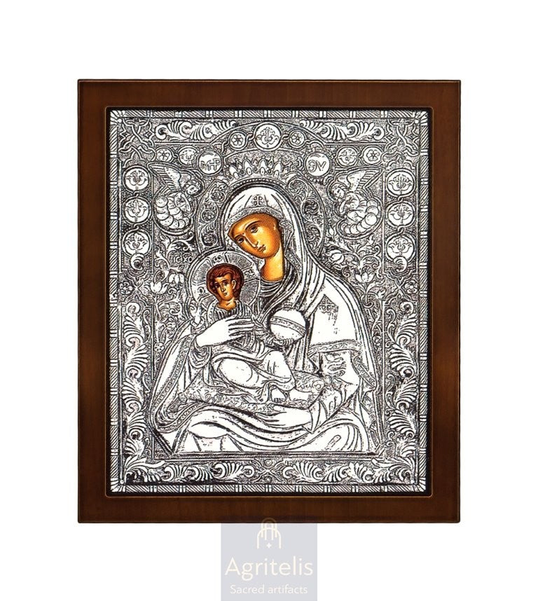 Серебряная икона, Αγριτέλης церковные товары, ieraskevi.com, ПАНАГИЯ УТЕШЕНИЕ АНГЕЛОВ