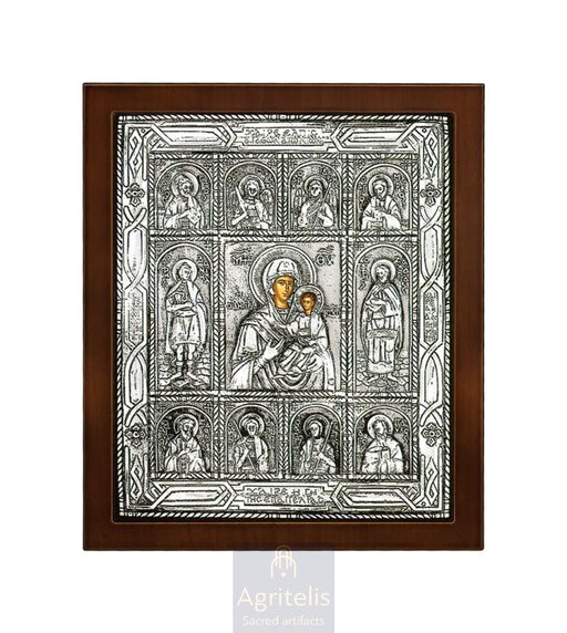 Maica Domnului, Țara Făgăduinței — icoană din argint 925, 27 × 23 cm