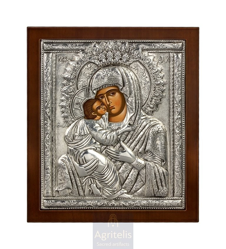 Серебряная икона, Αγριτέλης церковные товары, ieraskevi.com, ПАНАГИЯ ГЛИКОФИЛУСА ВИЗАНТИЙСКАЯ