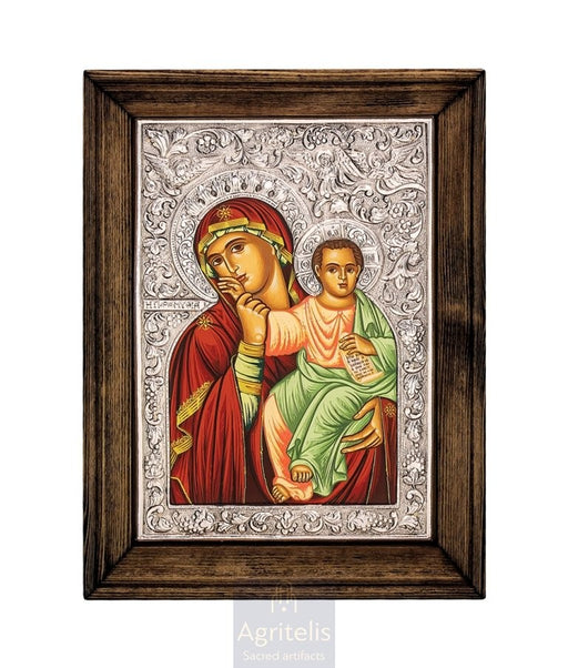 Icoană din argint, Agritelis Church Supplies, ieraskevi.com, Maica Domnului Paramythia — 26 x 19 cm