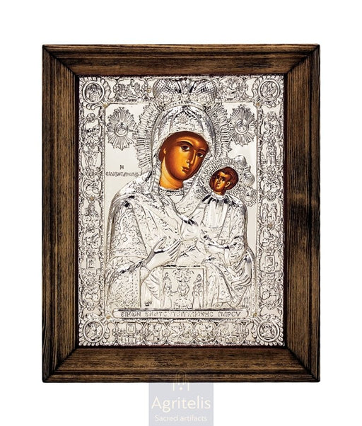 Maica Domnului Ekatontapyliani — Icoană din argint 925, 25 × 21 cm