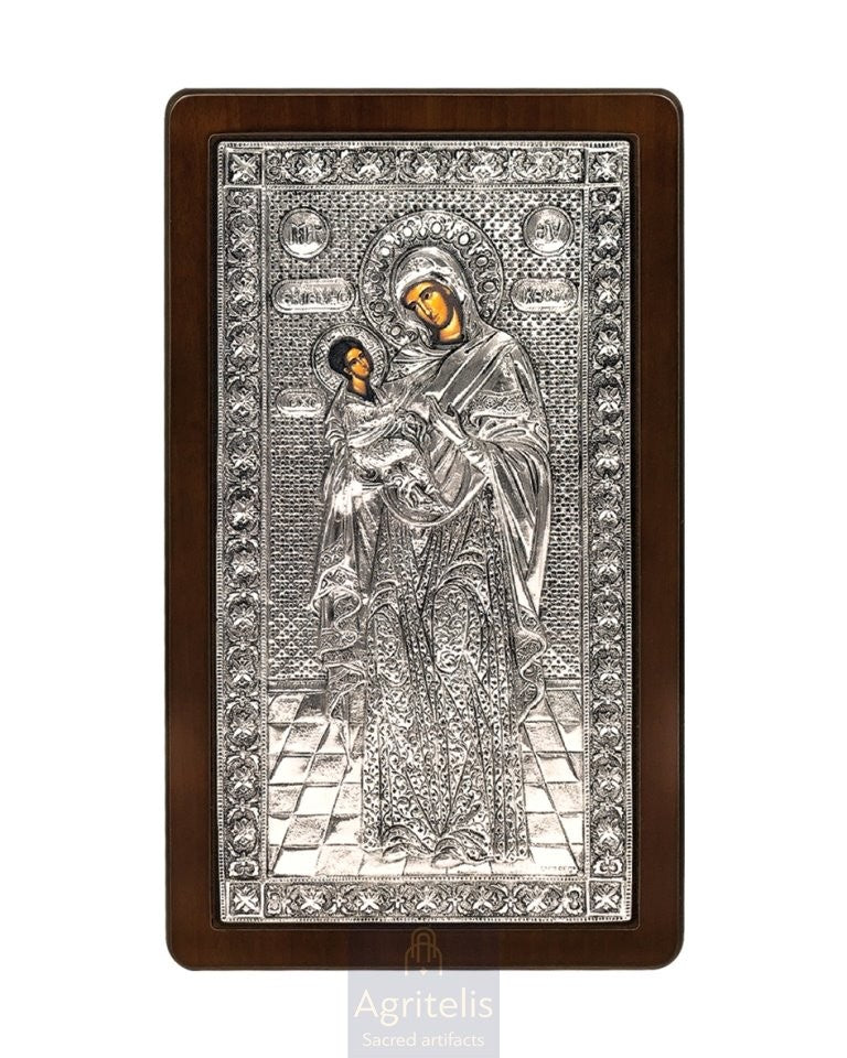 Серебряная икона, Αγριτέλης церковные, ieraskevi.com, Панагия Молитва размер 28,5 x 16,5cm