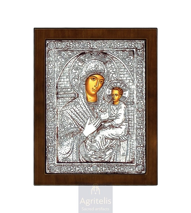 Сребрна икона, Αγριτέλης црквени предмети, ieraskevi.com, ПРЕСВЕТА БОГОРОДИЦА ОДИГИТРИЈА 24 x 19cm