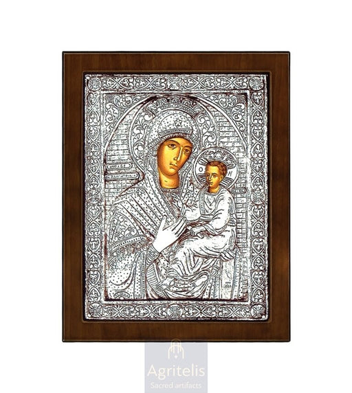 Icoană din argint, Agritelis Church Supplies, ieraskevi.com, Maica Domnului Hodegitria — 24 x 19 cm