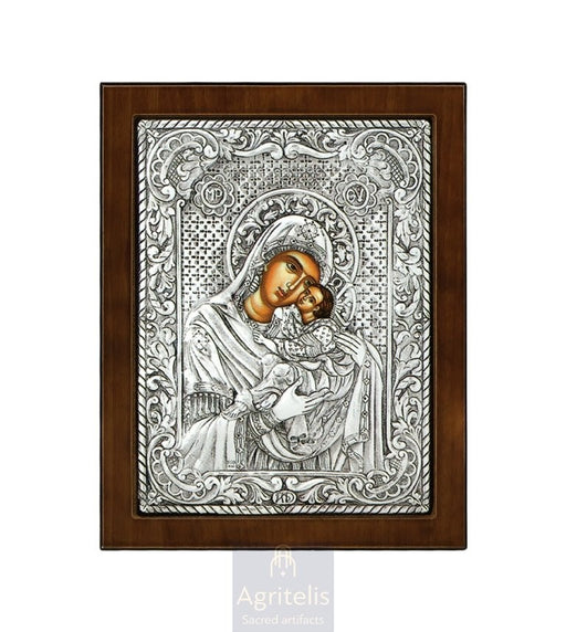 Maica Domnului cu Pruncul — icoană din argint 925, 24 × 19 cm