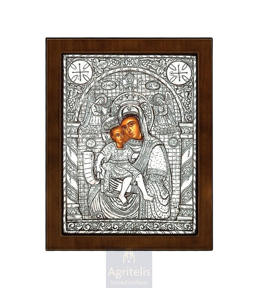 Icoană din argint, Agritelis Church Supplies, ieraskevi.com, Maica Domnului Axion Estin (Cuvine-se cu adevărat) — 24 x 19 cm
