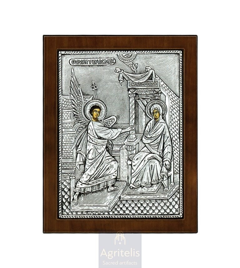 Ασημένια Εικόνα, Αγριτέλης Εκκλησιαστικά, ieraskevi.com, ΕΥΑΓΓΕΛΙΣΜΟΣ 24 x 19cm