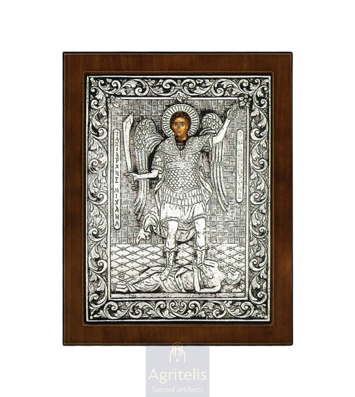 Arhanghelul Mihail Panormitis — Icoană din argint 925, 24 × 19 cm