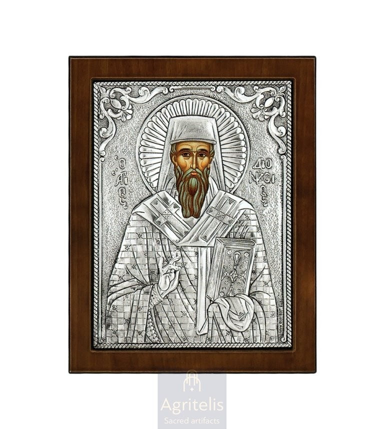 Icoană din argint, Agritelis Church Supplies, ieraskevi.com, Sfântul Dionisie — 24 x 19 cm