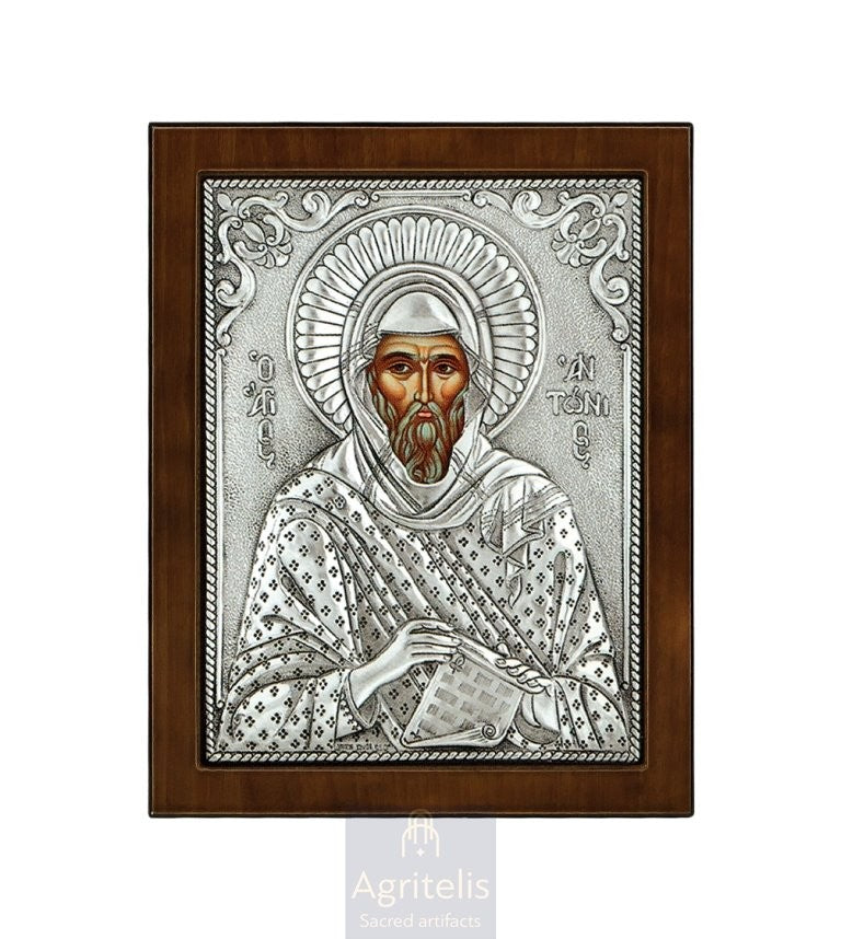 Ασημένια Εικόνα, Αγριτέλης Εκκλησιαστικά, ieraskevi.com, ΑΓΙΟΣ ΑΝΤΩΝΙΟΣ 24 x 19cm