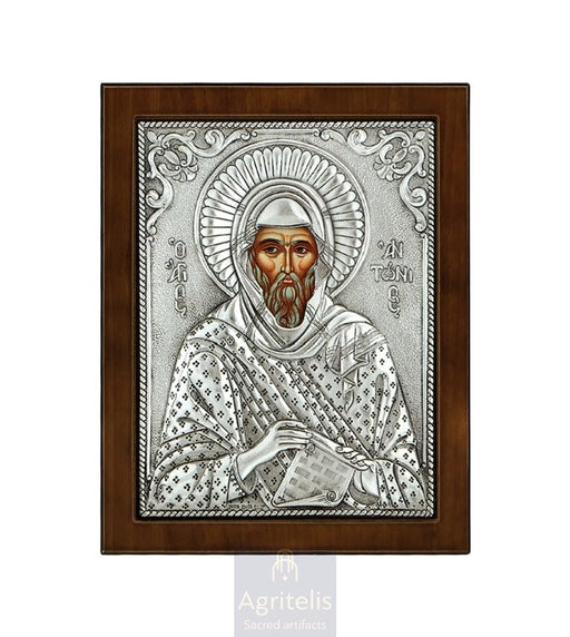 Icoană din argint, Agritelis Church Supplies, ieraskevi.com, Sfântul Antonie — 24 x 19 cm