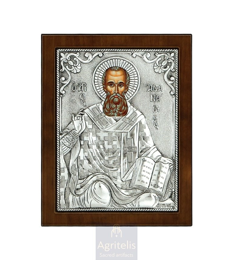 Сребърна икона, Αγριτέλης Църковни, ieraskevi.com, СВЕТИ АТАНАСИЙ 24 x 19cm