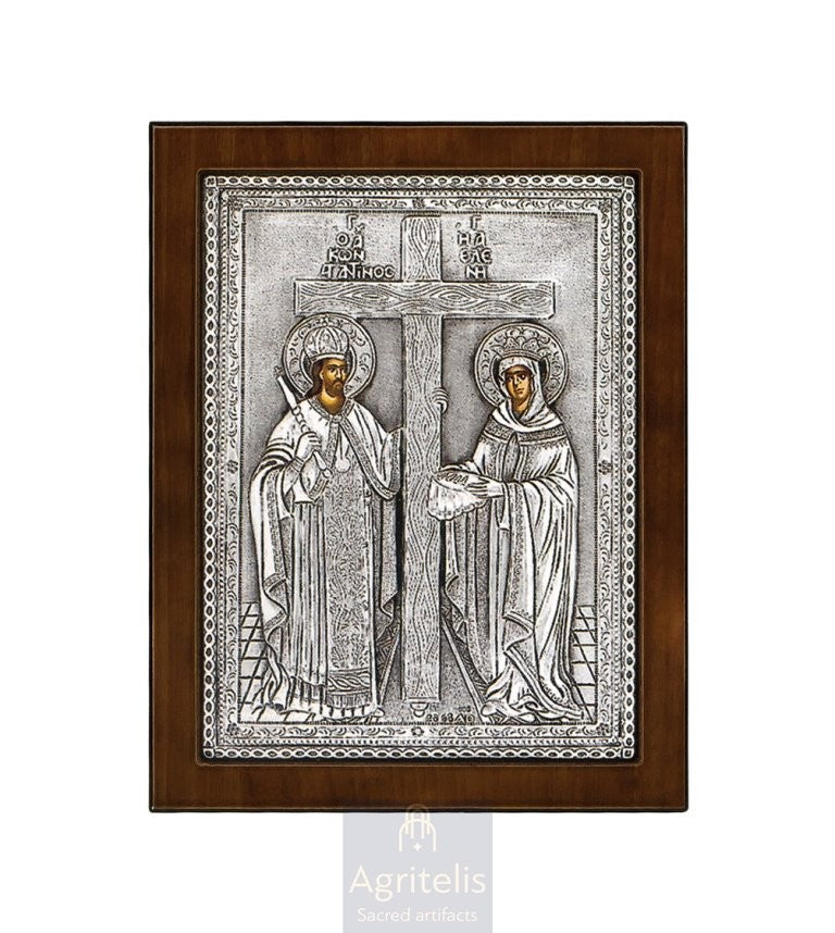 Сребърна икона, Αγριτέλης Църковни, ieraskevi.com, СВЕТИ КОНСТАНТИН И ЕЛЕНА 24 x 19cm