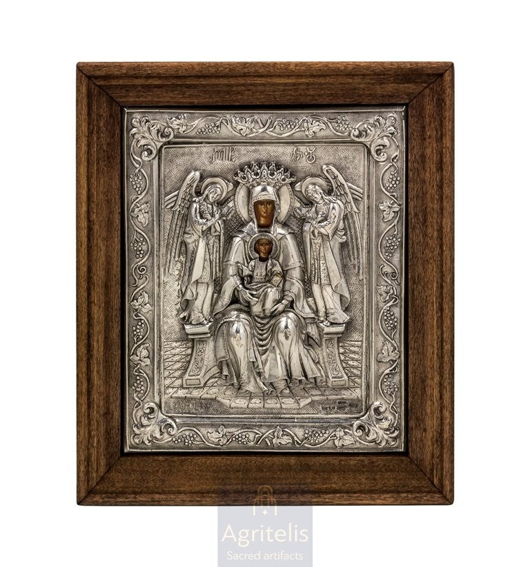 Серебряная икона, Αγριτέλης церковные, ieraskevi.com, Богородица Платитера Небес 26,5 x 22,5 cm