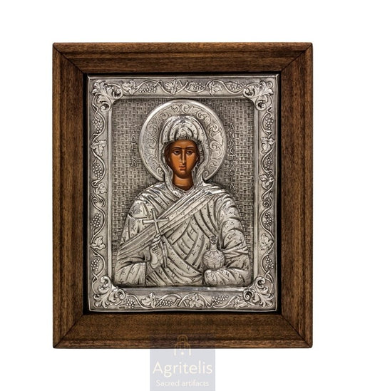 Срібна ікона, Αγριτέλης Церковне, ieraskevi.com, СВЯТА АНАСТАСІЯ ФАРМАКОЛІТРІЯ 26,5 x 22,5 cm