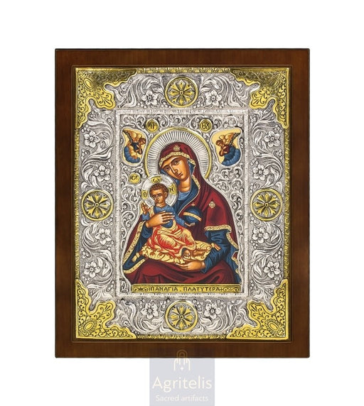 Срібна ікона, Αγριτέλης Церковне, ieraskevi.com, ПАНАГІЯ ПЛАТИТЕРА НЕБЕС 31 x 25 cm