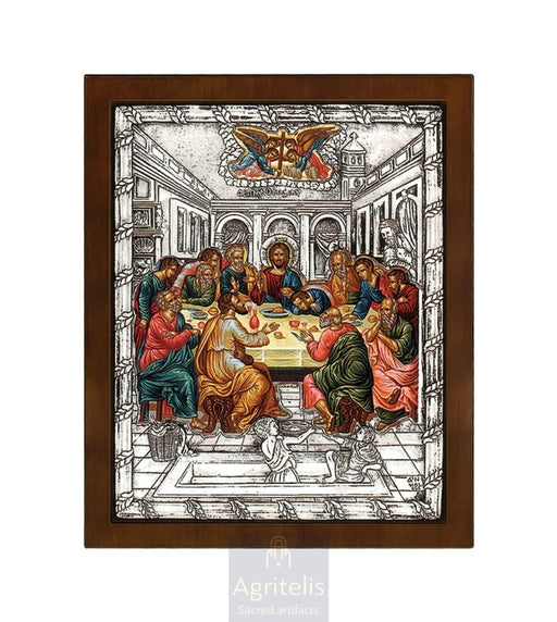 Срібна ікона, Αγριτέλης Церковне, ieraskevi.com, ТАЄМНА ВЕЧЕРЯ ДАМАСКІНА ШОВКОГРАФІЯ 31 x 25 cm