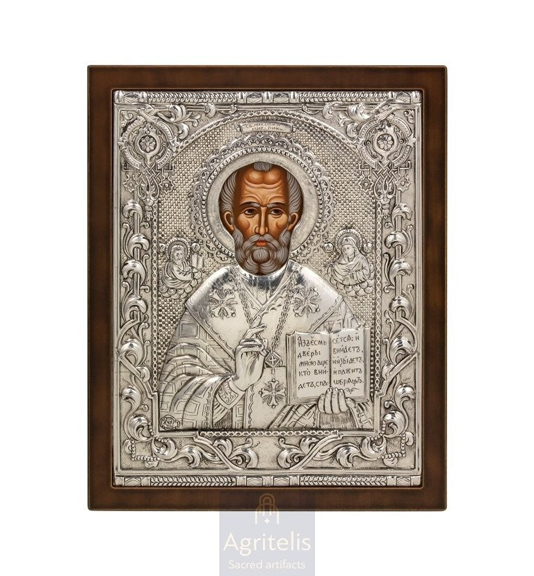 Сребрна икона, Αγριτέλης црквени предмети, ieraskevi.com, СВЕТИ НИКОЛА 31 x 25 cm