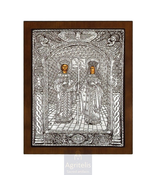 Срібна ікона, Αγριτέλης Церковне, ieraskevi.com, СВЯТІ КОСТЯНТИН І ОЛЕНА 31 x 25 cm