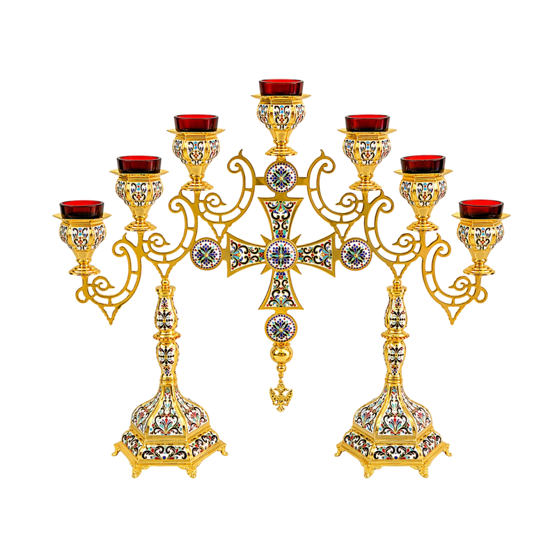 Семисвічник з лампадою, емаль 120cm — 120 × 23 × 81 cm