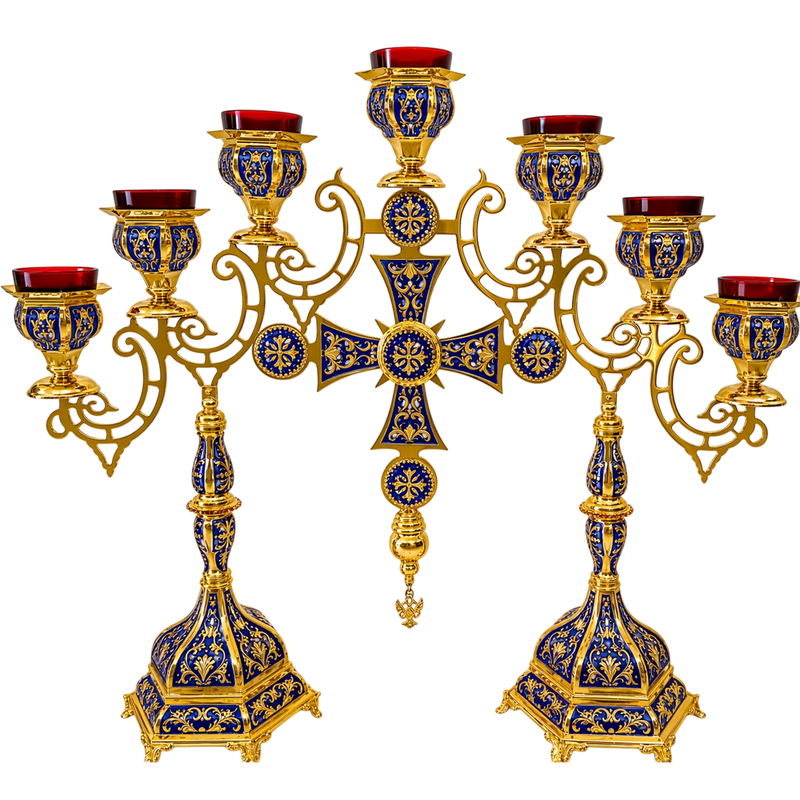 Семисвічник з лампадою емаль 120cm — 85 × 23 × 81 cm