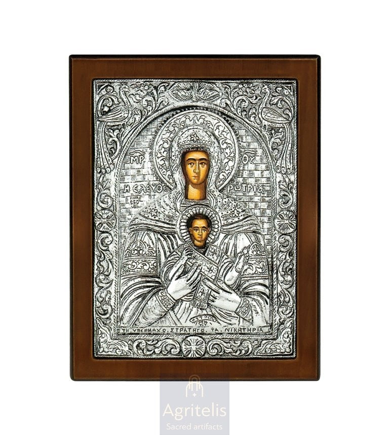 Срібна ікона, Αγριτέλης Церковне, ieraskevi.com, ПАНАГІЯ ЕЛЕФТЕРОТРІЯ 18 x 14 cm