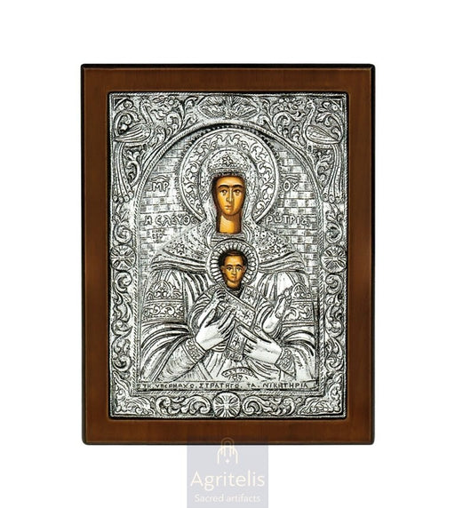 Срібна ікона, Αγριτέλης Церковне, ieraskevi.com, ПАНАГІЯ ЕЛЕФТЕРОТРІЯ 18 x 14 cm