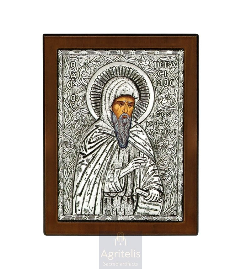 Արծաթից սրբապատկեր, Αγριτέλης եկեղեցական, ieraskevi.com, Սուրբ Գերասիմոս 18 x 14 cm