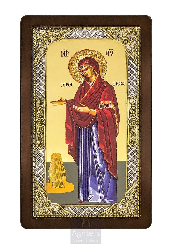 Сребърна икона, Αγριτέλης Църковни, ieraskevi.com, ПРЕСВЕТА БОГОРОДИЦА ГЕРОНТИСА 28,5 x 16,5 cm