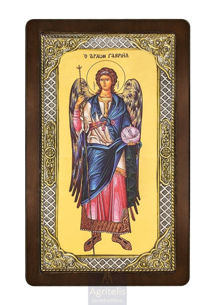 Сребрна икона, Αγριτέλης црквени предмети, ieraskevi.com, Архангел Гаврило 28,5 x 16,5 cm