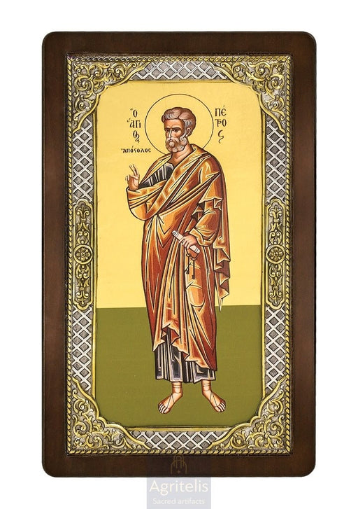 Ασημένια Εικόνα, Αγριτέλης Εκκλησιαστικά, ieraskevi.com, ΑΓΙΟΣ ΠΕΤΡΟΣ 28,5 x 16,5 cm