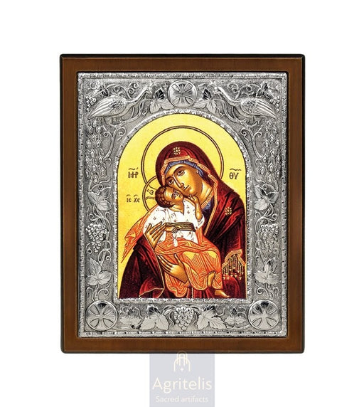 Ασημένια Εικόνα, Αγριτέλης Εκκλησιαστικά, ieraskevi.com, ΠΑΝΑΓΙΑ ΓΛΥΚΟΦΙΛΟΥΣΑ 29 x 23 cm