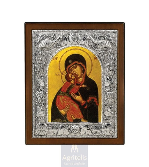 Ασημένια Εικόνα, Αγριτέλης Εκκλησιαστικά, ieraskevi.com, ΠΑΝΑΓΙΑ ΓΛΥΚΟΦΙΛΟΥΣΑ ΒΛΑΔΙΜΗΡ 29 x 23 cm