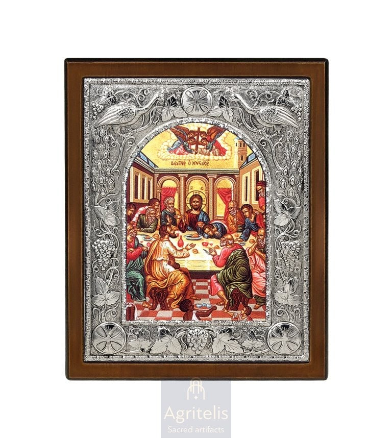 Last Supper — 925 Silver Icon, 29 × 23 cm
