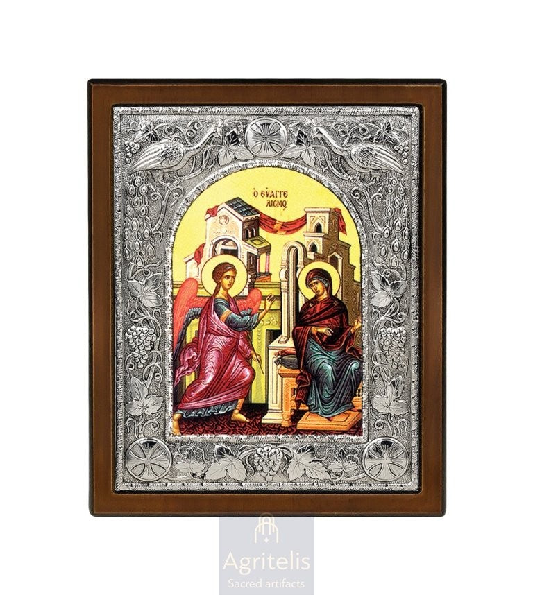 Silver Icon, Agritelis Church Supplies, ieraskevi.com, The Annunciation — 29 x 23 cm