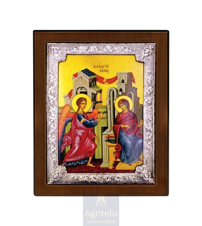 Buna Vestire a Maicii Domnului — Icoană din argint 925, 28 × 22 cm