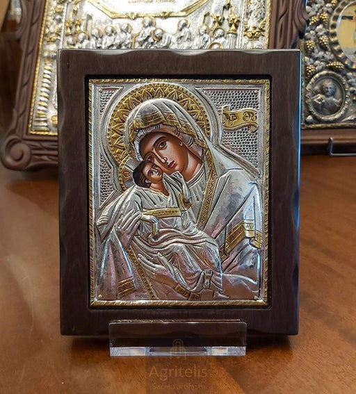 Արծաթից սրբապատկեր, Αγριτέλης Եկեղեցական, ieraskevi.com, Սուրբ Աստվածածին Գլիկոֆիլուսա Չափս 18 X 15,5