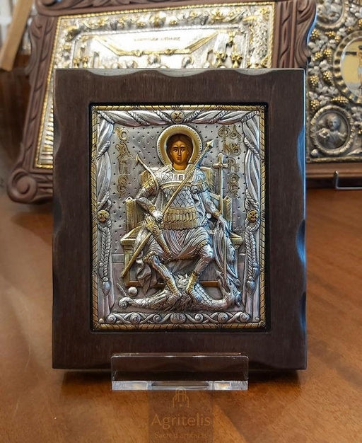 Արծաթից սրբապատկեր, Αγριτέλης Եկեղեցական, ieraskevi.com, Սուրբ Փանուրիոս գահակալ Չափս 18 X 15,5