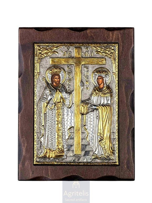 Արծաթից սրբապատկեր, Αγριτέλης Եկեղեցական, ieraskevi.com, Սուրբ Կոնստանտին և Հեղինե 24 x 18,5 cm