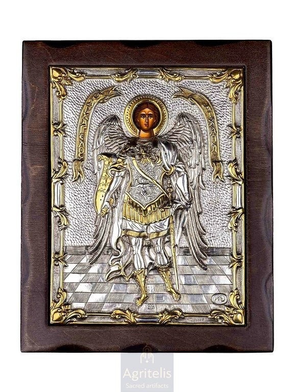 Сребърна икона, Αγριτέλης Църковни, ieraskevi.com, АРХАНГЕЛ МИХАИЛ 25 x 19,5 cm