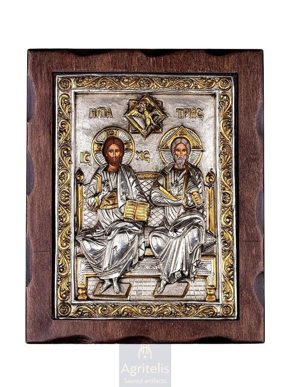 Icoană din argint, Agritelis Church Supplies, ieraskevi.com, Sfânta Treime — 25 x 19,5 cm