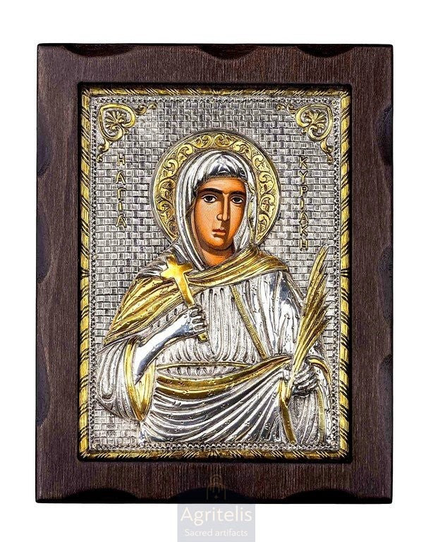 Icoană din argint, Agritelis Church Supplies, ieraskevi.com, Sfânta Chiriaki — 25 x 19,5 cm
