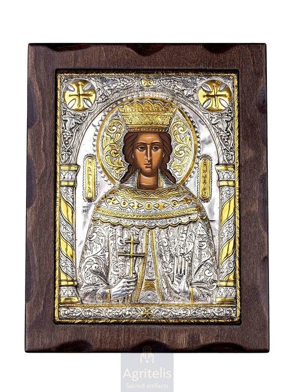 Icoană din argint, Agritelis Church Supplies, ieraskevi.com, Sfânta Irina — 25 x 19,5 cm