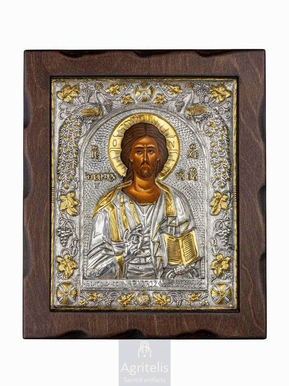 Արծաթից սրբապատկեր, Αγριτέλης Եկեղեցական, ieraskevi.com, ՔՐԻՍՏՈՍ 29,5 x 24,5 cm