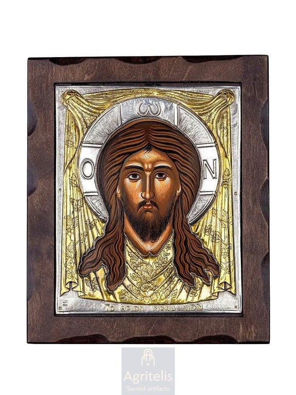Серебряная икона, Αγριτέλης церковные, ieraskevi.com, Святое Мандилион 29,5 x 24,5 cm