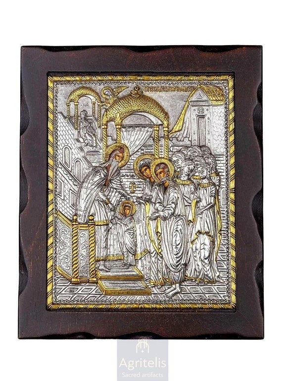 Сребърна икона, Αγριτέλης Църковни, ieraskevi.com, ВЪВЕДЕНИЕ БОГОРОДИЧНО 29,5 x 24,5 cm