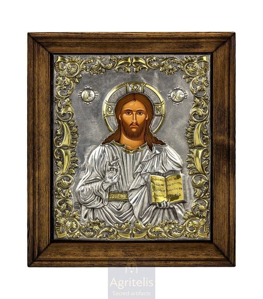 Срібна ікона, Αγριτέλης Церковне, ieraskevi.com, ХРИСТОС БЛАГОСЛОВЛЯЮЧИЙ 29,5 x 24,5 cm